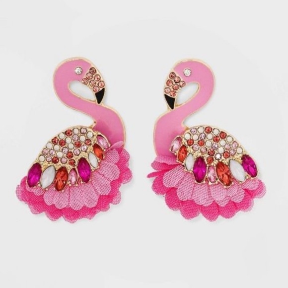 Pink Flamingo Statement Earrings - Picture 1 of 3